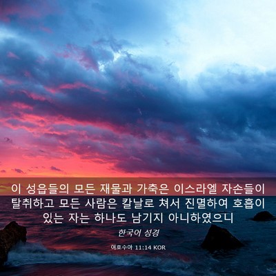 Picture 03 - 여호수아 11:14 KOR - 이 성읍들의 모든 재물과 가축은 - Bible Verse Picture