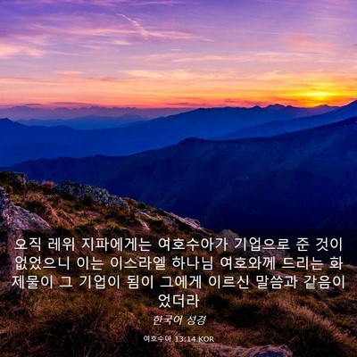 Picture 03 - 여호수아 13:14 KOR - 오직 레위 지파에게는 여호수아가 - Bible Verse Picture
