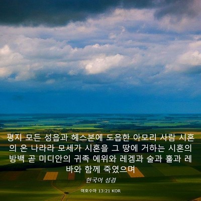 Picture 03 - 여호수아 13:21 KOR - 평지 모든 성읍과 헤스본에 도읍한 - Bible Verse Picture