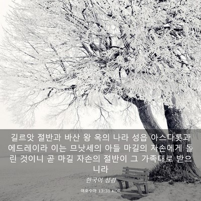 Picture 03 - 여호수아 13:31 KOR - 길르앗 절반과 바산 왕 옥의 나라 - Bible Verse Picture
