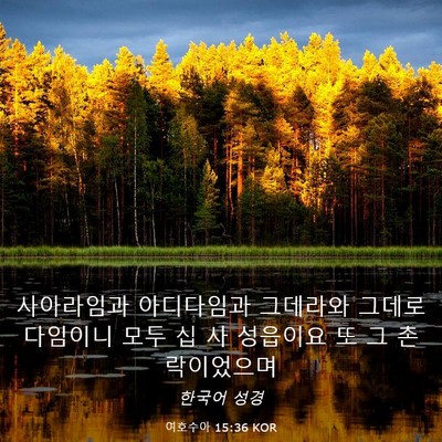 Picture 03 - 여호수아 15:36 KOR - 사아라임과 아디다임과 그데라와 - Bible Verse Picture