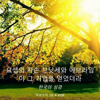 Picture 03 - 여호수아 16:4 KOR - 요셉의 자손 므낫세와 에브라임이 그 - Bible Verse Picture