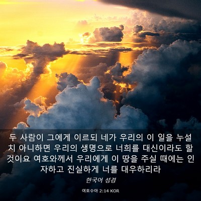 Picture 03 - 여호수아 2:14 KOR - 두 사람이 그에게 이르되 네가 - Bible Verse Picture