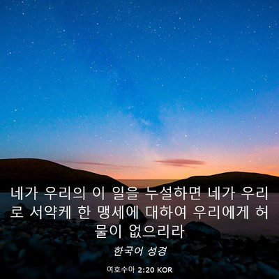 Picture 03 - 여호수아 2:20 KOR - 네가 우리의 이 일을 누설하면 네가 - Bible Verse Picture