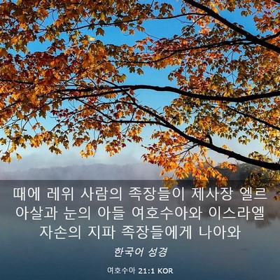 Picture 03 - 여호수아 21:1 KOR - 때에 레위 사람의 족장들이 제사장 - Bible Verse Picture