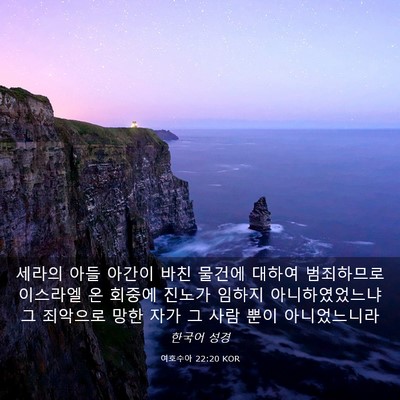 Picture 03 - 여호수아 22:20 KOR - 세라의 아들 아간이 바친 물건에 - Bible Verse Picture