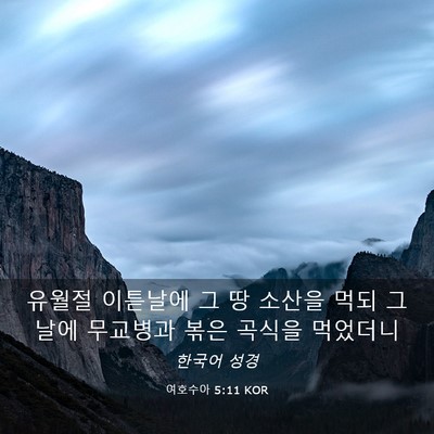 Picture 03 - 여호수아 5:11 KOR - 유월절 이튿날에 그 땅 소산을 먹되 - Bible Verse Picture