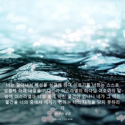 Picture 03 - 여호수아 7:13 KOR - 너는 일어나서 백성을 성결케 하여 - Bible Verse Picture