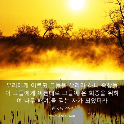 Picture 03 - 여호수아 9:21 KOR - 무리에게 이르되 그들을 살리라 하니 - Bible Verse Picture