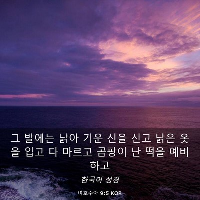 Picture 03 - 여호수아 9:5 KOR - 그 발에는 낡아 기운 신을 신고 낡은 - Bible Verse Picture