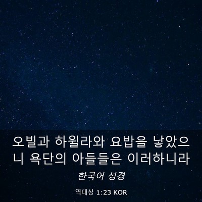 Picture 03 - 역대상 1:23 KOR - 오빌과 하윌라와 요밥을 낳았으니 - Bible Verse Picture