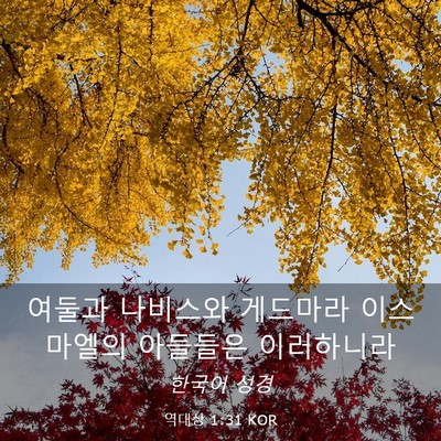 Picture 03 - 역대상 1:31 KOR - 여둘과 나비스와 게드마라 - Bible Verse Picture