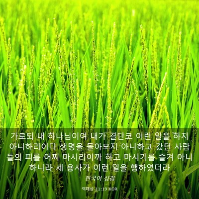 Picture 03 - 역대상 11:19 KOR - 가로되 내 하나님이여 내가 결단코 - Bible Verse Picture