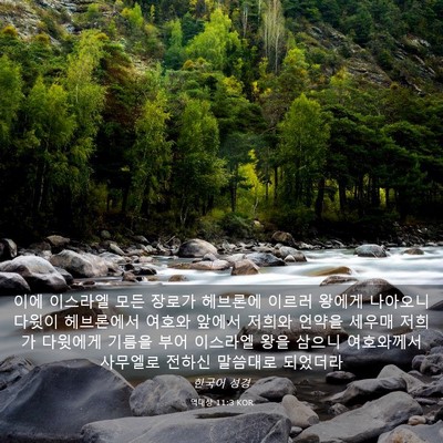 Picture 03 - 역대상 11:3 KOR - 이에 이스라엘 모든 장로가 헤브론에 - Bible Verse Picture