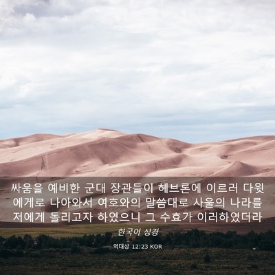 Picture 03 - 역대상 12:23 KOR - 싸움을 예비한 군대 장관들이 - Bible Verse Picture
