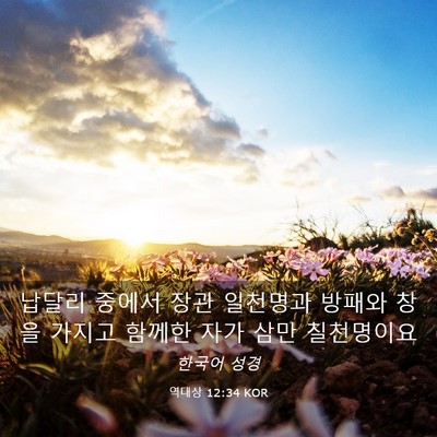 Picture 03 - 역대상 12:34 KOR - 납달리 중에서 장관 일천명과 방패와 - Bible Verse Picture