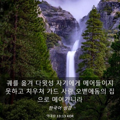 Picture 03 - 역대상 13:13 KOR - 궤를 옮겨 다윗성 자기에게 - Bible Verse Picture
