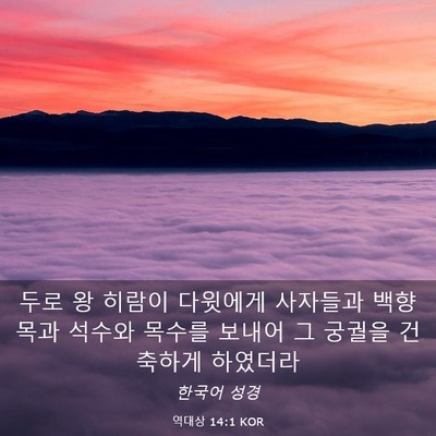 Picture 03 - 역대상 14:1 KOR - 두로 왕 히람이 다윗에게 사자들과 - Bible Verse Picture