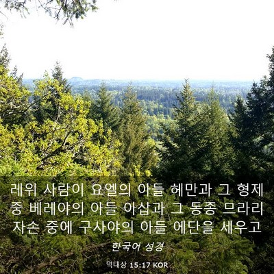 Picture 03 - 역대상 15:17 KOR - 레위 사람이 요엘의 아들 헤만과 그 - Bible Verse Picture