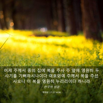Picture 03 - 역대상 17:27 KOR - 이제 주께서 종의 집에 복을 주사 주 - Bible Verse Picture