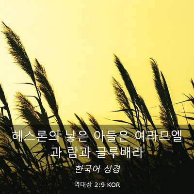 Picture 03 - 역대상 2:9 KOR - 헤스론의 낳은 아들은 여라므엘과 - Bible Verse Picture