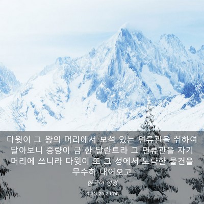 Picture 03 - 역대상 20:2 KOR - 다윗이 그 왕의 머리에서 보석 있는 - Bible Verse Picture