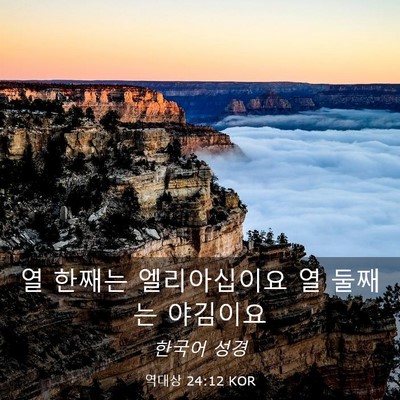 Picture 03 - 역대상 24:12 KOR - 열 한째는 엘리아십이요 열 둘째는 - Bible Verse Picture