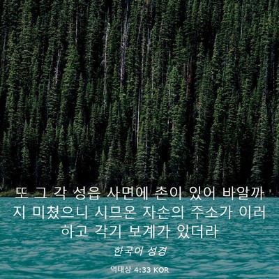 Picture 03 - 역대상 4:33 KOR - 또 그 각 성읍 사면에 촌이 있어 - Bible Verse Picture