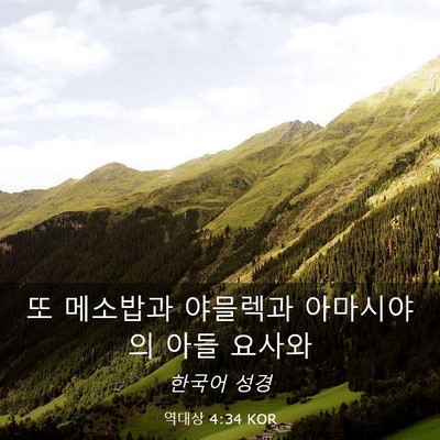 Picture 03 - 역대상 4:34 KOR - 또 메소밥과 야믈렉과 아마시야의 - Bible Verse Picture