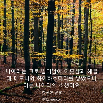 Picture 03 - 역대상 4:6 KOR - 나아라는 그로 말미암아 아훗삼과 - Bible Verse Picture
