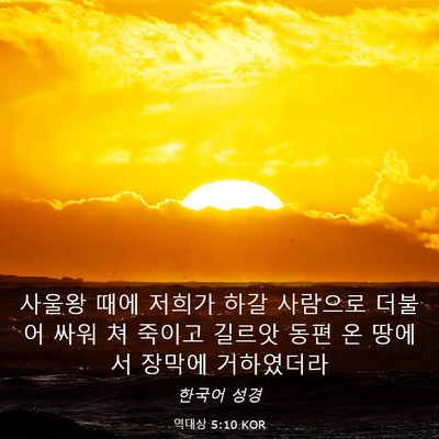 Picture 03 - 역대상 5:10 KOR - 사울왕 때에 저희가 하갈 사람으로 - Bible Verse Picture