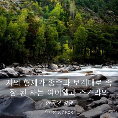 Picture 03 - 역대상 5:7 KOR - 저의 형제가 종족과 보계대로 족장 - Bible Verse Picture
