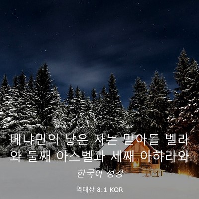 Picture 03 - 역대상 8:1 KOR - 베냐민의 낳은 자는 맏아들 벨라와 - Bible Verse Picture