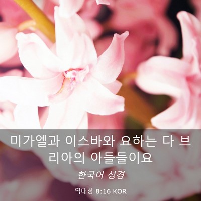 Picture 03 - 역대상 8:16 KOR - 미가엘과 이스바와 요하는 다 - Bible Verse Picture