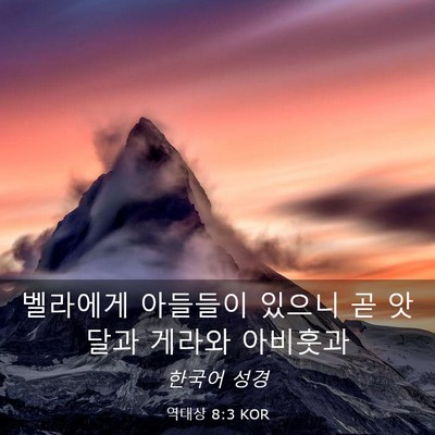 Picture 03 - 역대상 8:3 KOR - 벨라에게 아들들이 있으니 곧 앗달과 - Bible Verse Picture