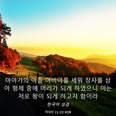 Picture 03 - 역대하 11:22 KOR - 마아가의 아들 아비야를 세워 장자를 - Bible Verse Picture