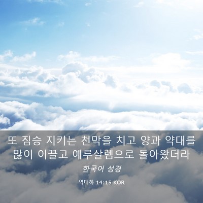Picture 03 - 역대하 14:15 KOR - 또 짐승 지키는 천막을 치고 양과 - Bible Verse Picture