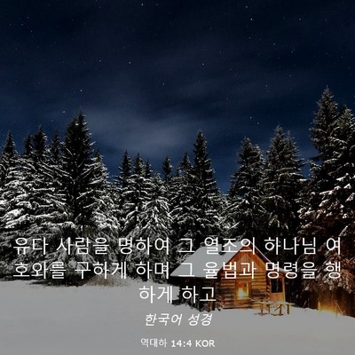 Picture 03 - 역대하 14:4 KOR - 유다 사람을 명하여 그 열조의 - Bible Verse Picture
