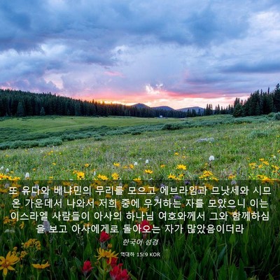 Picture 03 - 역대하 15:9 KOR - 또 유다와 베냐민의 무리를 모으고 - Bible Verse Picture