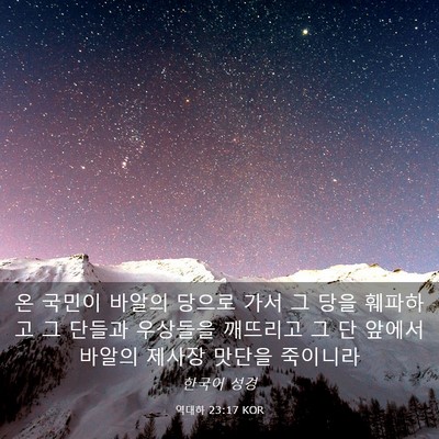 Picture 03 - 역대하 23:17 KOR - 온 국민이 바알의 당으로 가서 그 - Bible Verse Picture