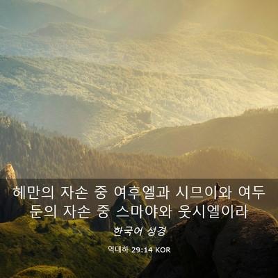 Picture 03 - 역대하 29:14 KOR - 헤만의 자손 중 여후엘과 시므이와 - Bible Verse Picture