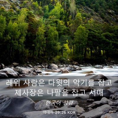Picture 03 - 역대하 29:26 KOR - 레위 사람은 다윗의 악기를 잡고 - Bible Verse Picture