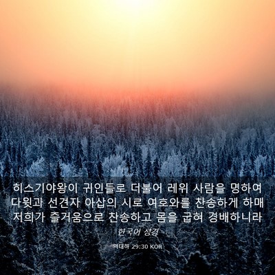 Picture 03 - 역대하 29:30 KOR - 히스기야왕이 귀인들로 더불어 레위 - Bible Verse Picture