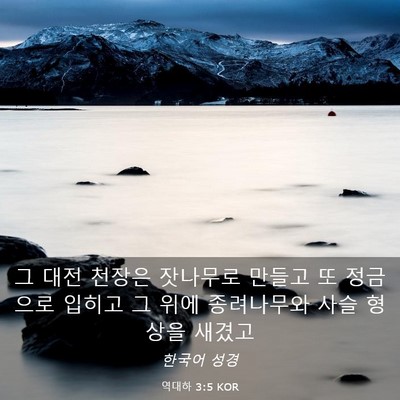 Picture 03 - 역대하 3:5 KOR - 그 대전 천장은 잣나무로 만들고 또 - Bible Verse Picture