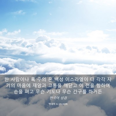 Picture 03 - 역대하 6:29 KOR - 한 사람이나 혹 주의 온 백성 - Bible Verse Picture