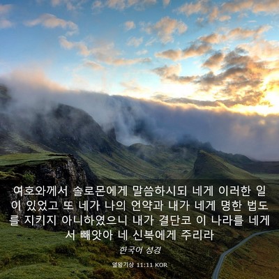 Picture 03 - 열왕기상 11:11 KOR - 여호와께서 솔로몬에게 말씀하시되 - Bible Verse Picture