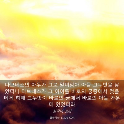 Picture 03 - 열왕기상 11:20 KOR - 다브네스의 아우가 그로 말미암아 - Bible Verse Picture