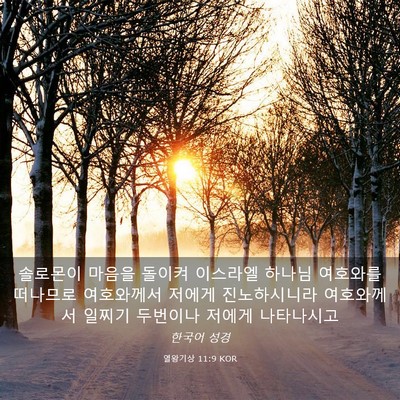 Picture 03 - 열왕기상 11:9 KOR - 솔로몬이 마음을 돌이켜 이스라엘 - Bible Verse Picture