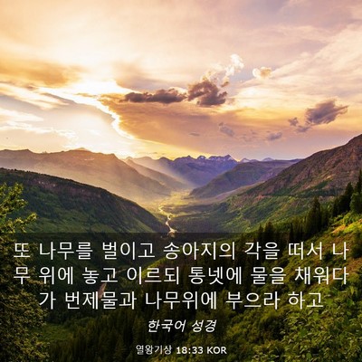 Picture 03 - 열왕기상 18:33 KOR - 또 나무를 벌이고 송아지의 각을 - Bible Verse Picture