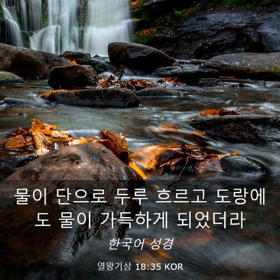 Picture 03 - 열왕기상 18:35 KOR - 물이 단으로 두루 흐르고 도랑에도 - Bible Verse Picture
